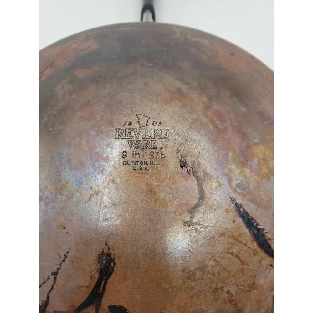 Vintage 1997 Revere Ware‎ 9 Inch Skillet Frying Pan Copper Bottom Clinton IL USA